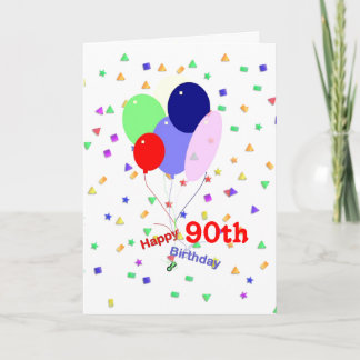 Colourful 90th Birthday Balloons Card
