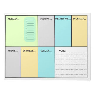 Colourful A4 weekly planner Notepad