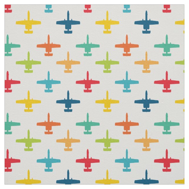 Colourful A-10 Warthog Attack Jet Pattern Primarie Fabric (Swatch)