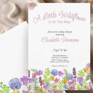 Colourful A Little Wildflower Girl Baby Shower  Invitation