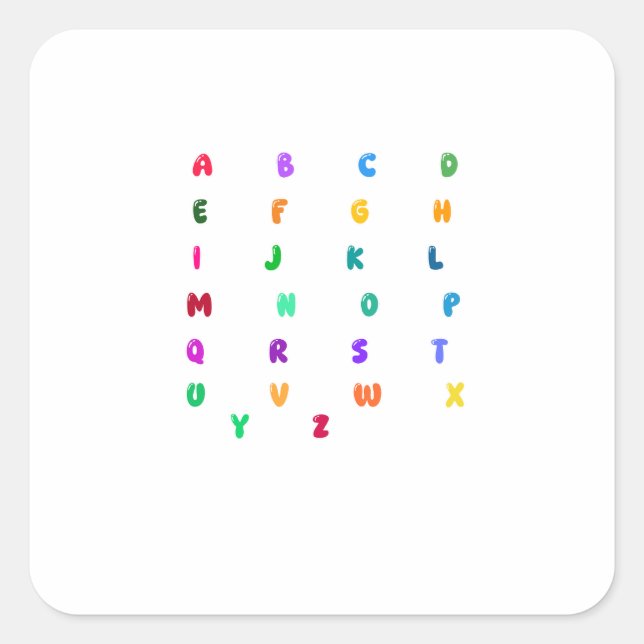 Colourful A-Z Letter Alphabet Sticker | Typography (Front)