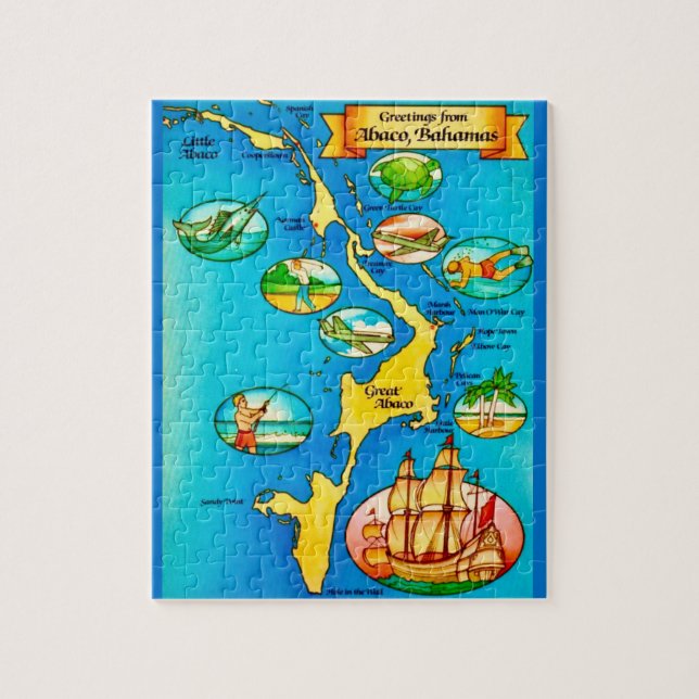 Colourful Abacos Islands Map Jigsaw Puzzle (Vertical)