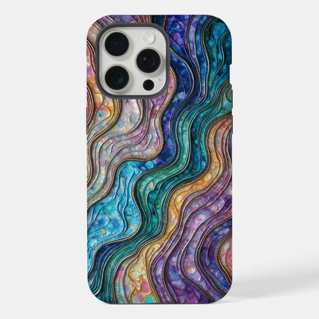 Colourful Abalone Rippled Waves iPhone Case (Back)