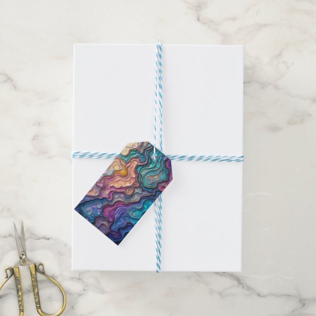 Colourful Abalone Swirls Gift Tag (With Twine)