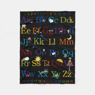 Colourful ABC 123 Design Fleece Blanket