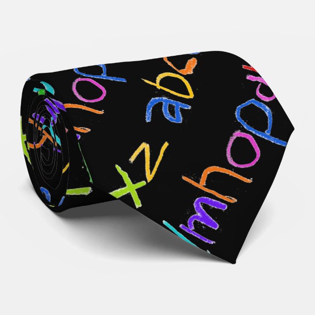Colourful ABC Rainbow Crayons Kid's Handwriting Tie (Rolled)