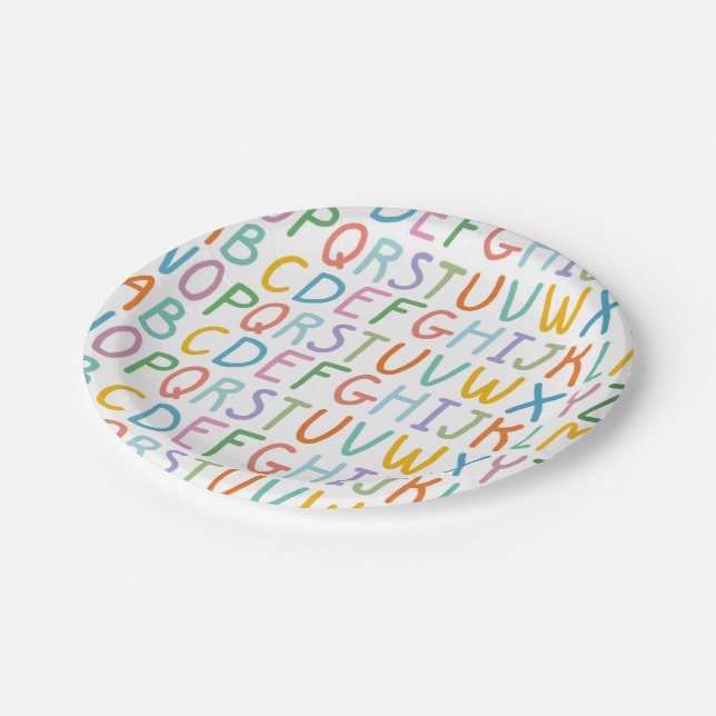 Colourful ABCs Paper Plate (Angled)