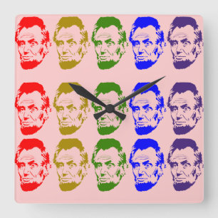 Colourful Abe Lincoln Wall Clock Peach