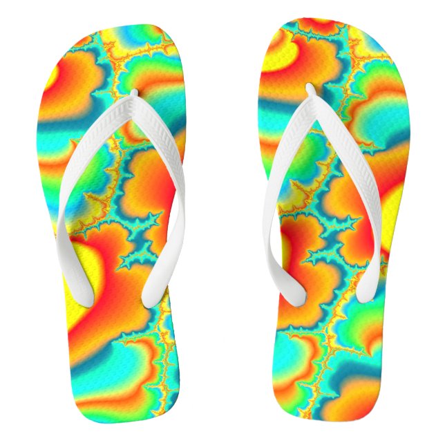 Colourful abstarct fractal psychedelic custom thongs (Footbed)