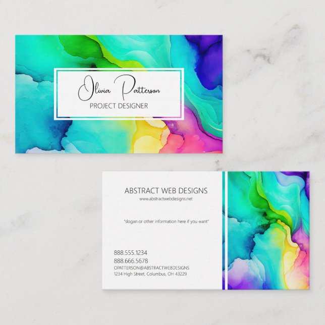 Colourful Abstract Alcohol Ink Liquid Style Business Card (Front/Back)