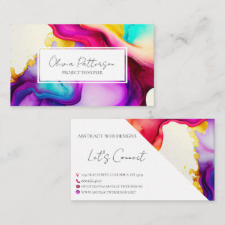 Colourful Abstract Alcohol Ink Style Business Card