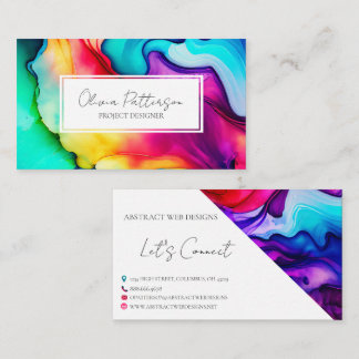 Colourful Abstract Alcohol Ink Style Business Card
