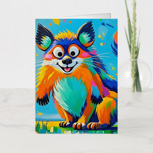 Colourful abstract animal art design  foil greeting card