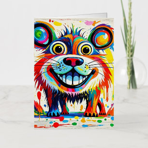 Colourful abstract animal art design foil greeting card