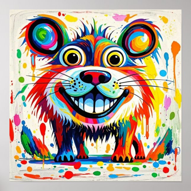 Colourful abstract animal art design  poster (Front)