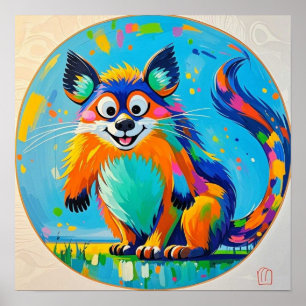 Colourful abstract animal art design  poster
