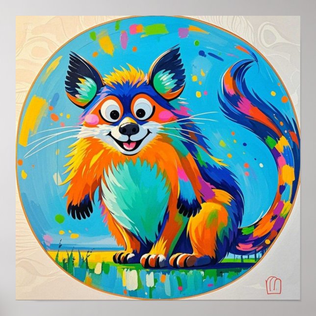 Colourful abstract animal art design  poster (Front)