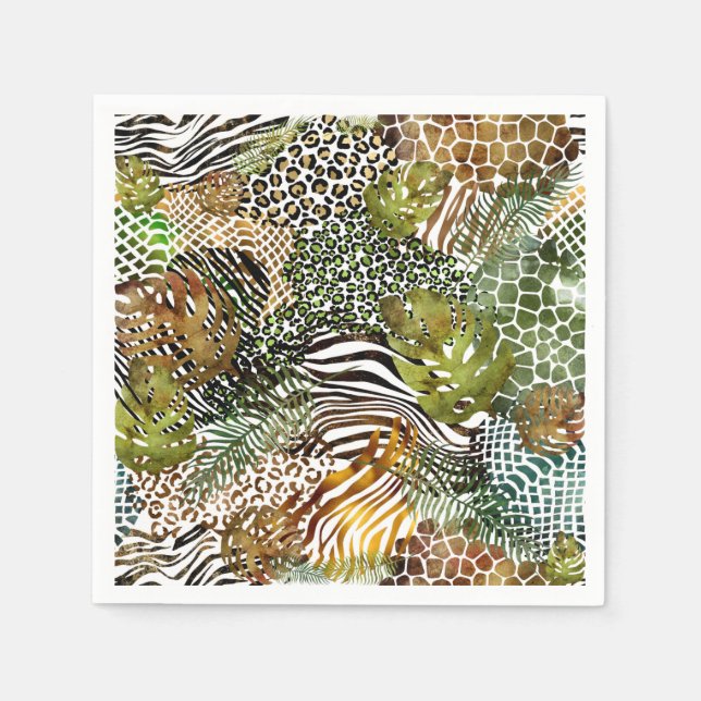 Colourful abstract animal jungle napkin (Front)