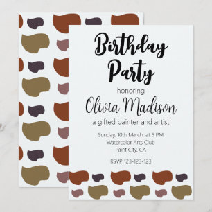Colourful Abstract Art Artist Birthday Party Invitation