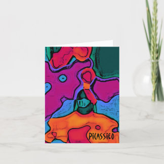 Colourful Abstract Art Blank Note Card by