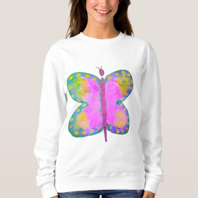 Colourful Abstract Art Butterfly Wearable Art Sweatshirt (Front)