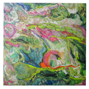 Colourful Abstract Art Ceramic Tile