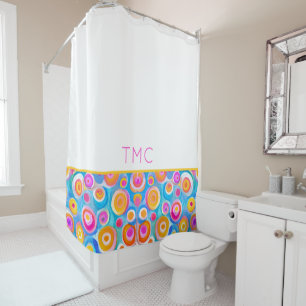 Colourful Abstract Art Circles INITIALS Artisan Fu Shower Curtain