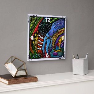 Colourful Abstract Art Clock