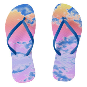 Colourful Abstract Art Clouds / Pink Summer Shoe / Thongs
