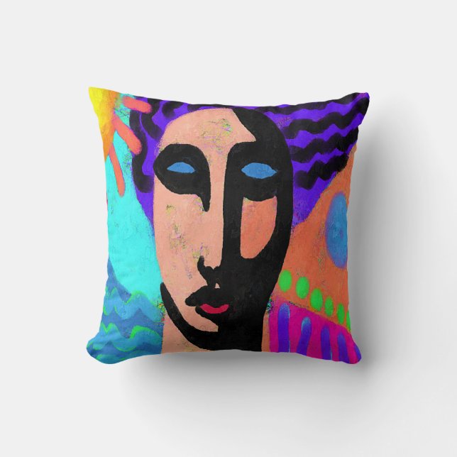 Colourful Abstract Art Cushion (Front)