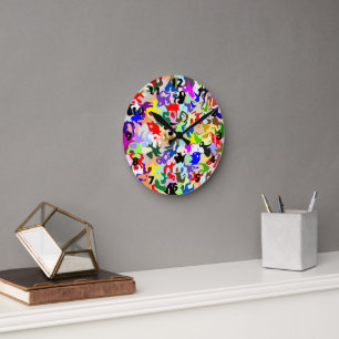Colourful Abstract Art Design Round Clock