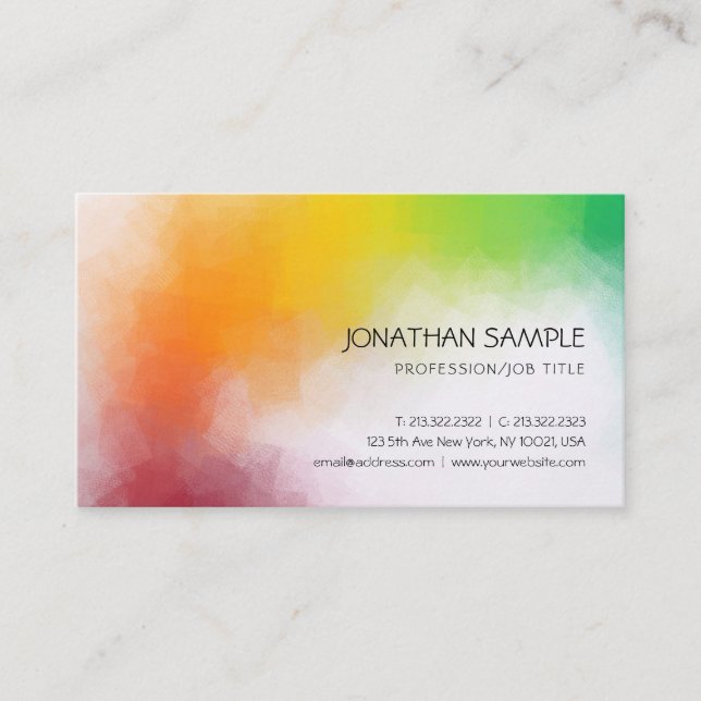 Colourful Abstract Art Elegant Modern Template Business Card (Front)