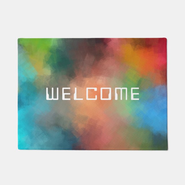Colourful Abstract Art Elegant Template Welcome Doormat (Front)