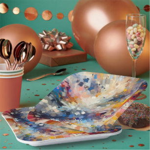 colourful abstract art for home decor paper plate