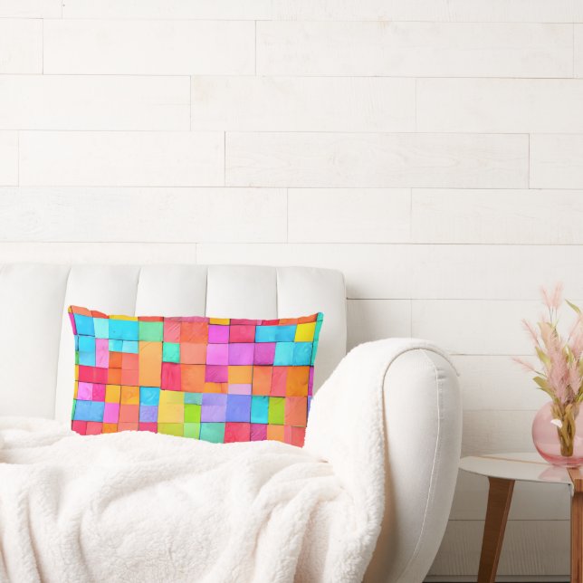 Colourful Abstract Art Home Decor Lumbar Cushion (Couch)