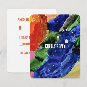 Colourful Abstract Art Kids Birthday RSVP Card