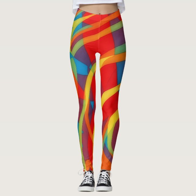 Colourful Abstract Art Leggings Exercise (Front)