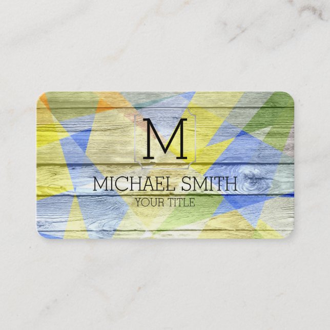 Colourful Abstract Art Monogram #24 Business Card (Front)
