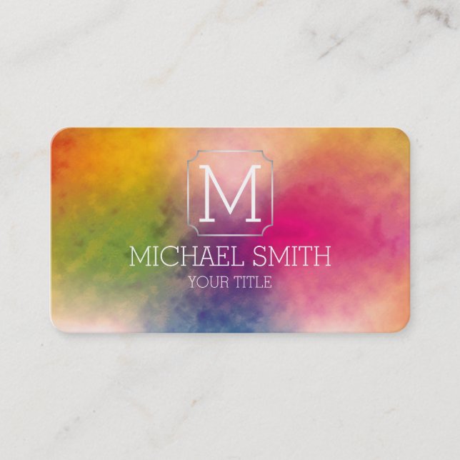 Colourful Abstract Art Monogram #8 Business Card (Front)