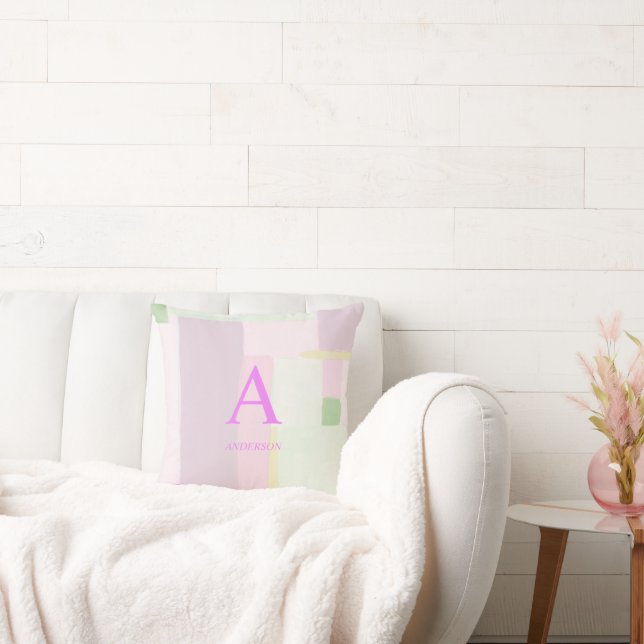 Colourful Abstract Art | Monogram Personalised Thr Cushion (Couch)