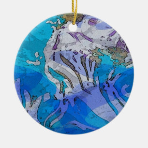 Colourful Abstract Art Ornament in Blues