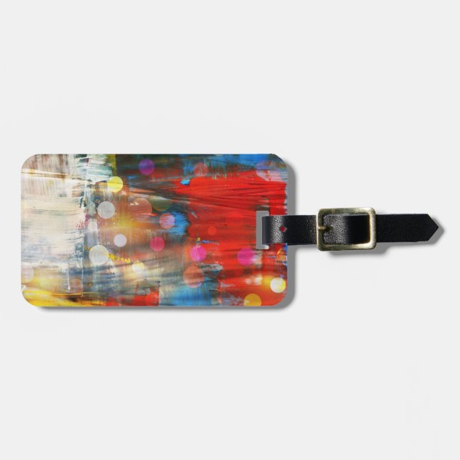 Colourful Abstract Art Paint Splatters Design Luggage Tag (Front Horizontal)