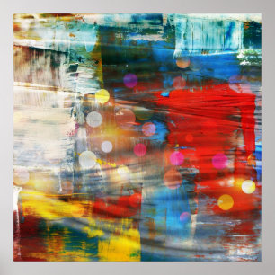 Colourful Abstract Art Paint Splatters Design Poster