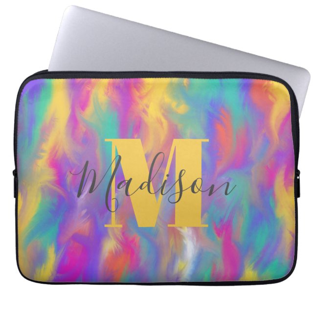 colourful Abstract art painting Monogram Laptop Sleeve (Front)