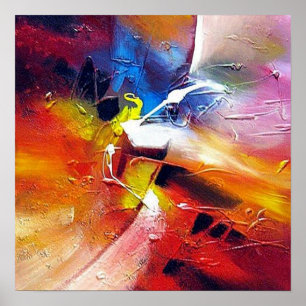 Colourful Abstract Art Painting Red Yellow Green Poster