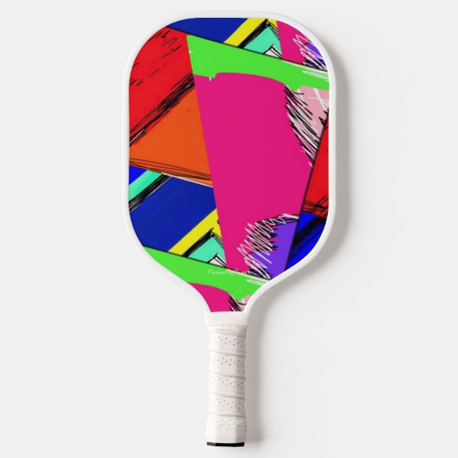 Colourful, abstract art pickleball paddle (Back)