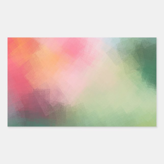 Colourful Abstract Art Pink Red Yellow Blue Blank Rectangular Sticker (Front)