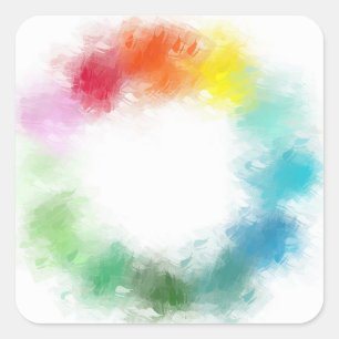 Colourful Abstract Art Pink Red Yellow Orange Blue Square Sticker