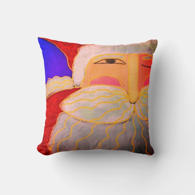 Colourful Abstract Art Santa Claus Painting Cushion (Front)