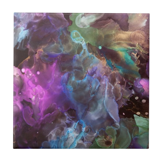 Colourful Abstract Art  Space Nebula Ceramic Tile (Front)